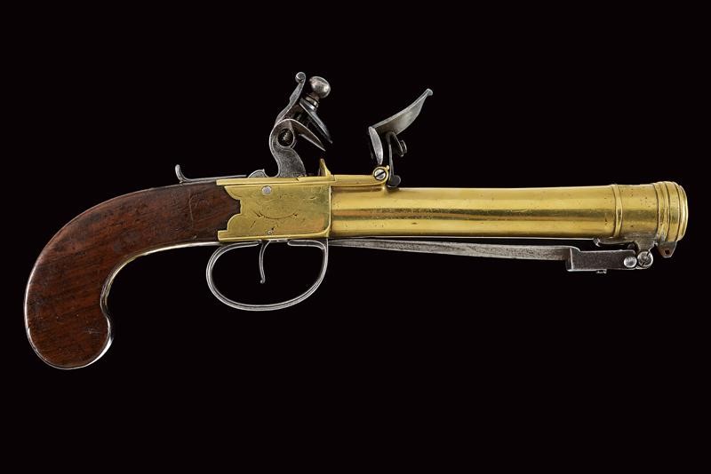 Barber, Pistola a pietra focaia da marina con baionetta a scatto, Londra, 1800 circa