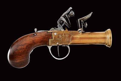 Mazzagatto a tromboncino, bronzo e legno, Francia, prima metà del XIX secolo