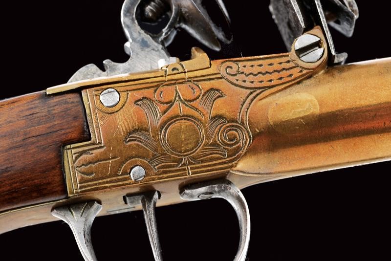 Mazzagatto a tromboncino, bronzo e legno, Francia, prima metà del XIX secolo