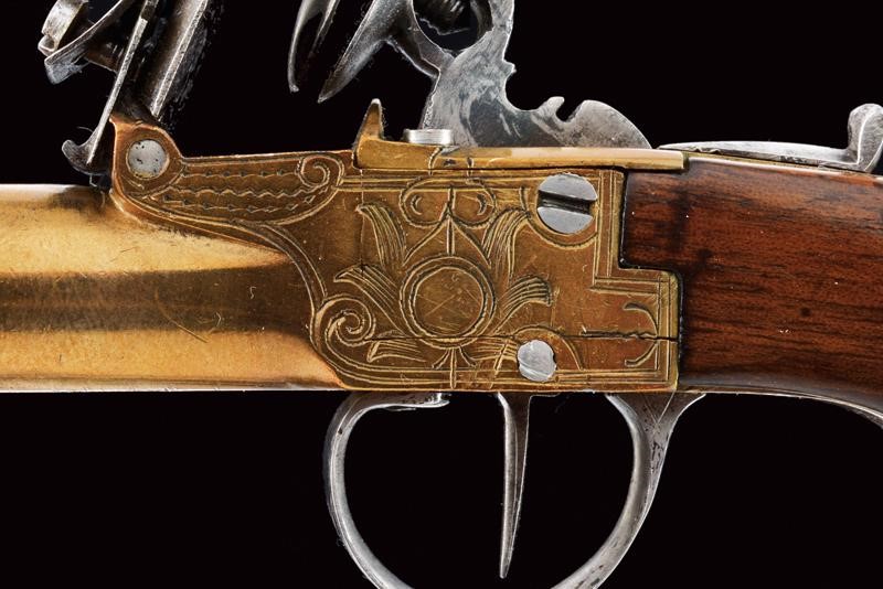 Mazzagatto a tromboncino, bronzo e legno, Francia, prima metà del XIX secolo