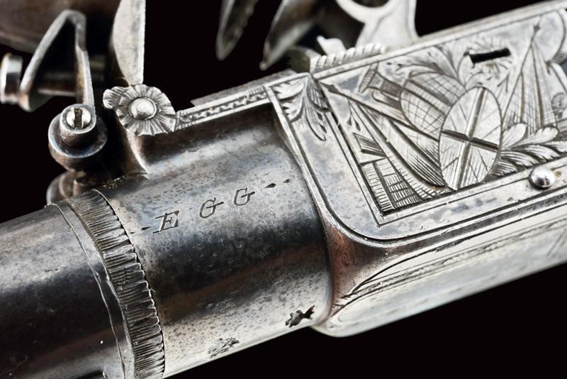 Egg, Paio di eleganti mazzagatti a pietra focaia, Londra, circa 1800