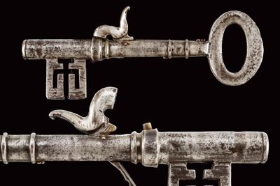 Pistola a luminello con chiave, ferro, cal. 6,5 mm, metà XIX secolo