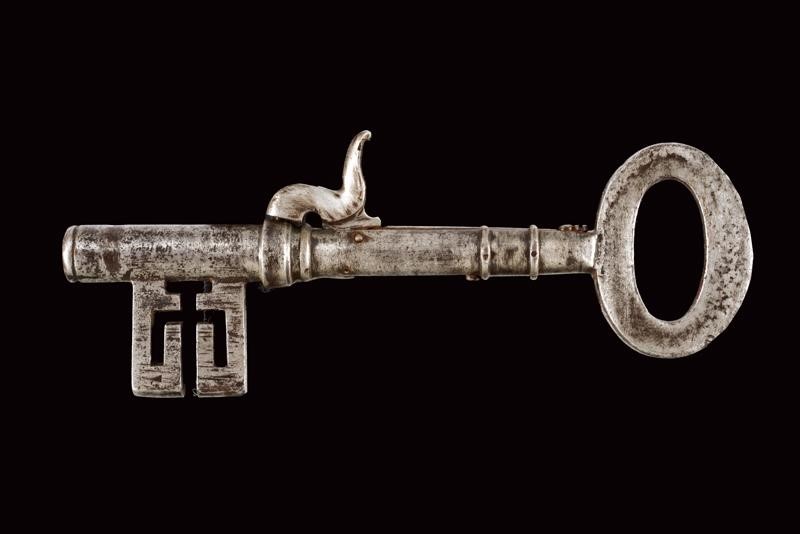 Pistola a luminello con chiave, ferro, cal. 6,5 mm, metà XIX secolo