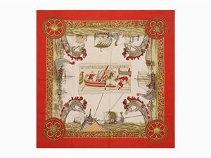 Hermès - Les Normands silk twill scarf