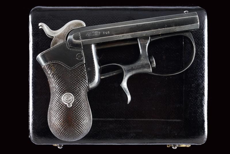 Pistola a spillo Delvigne, doppia canna, Belgio, circa 1870