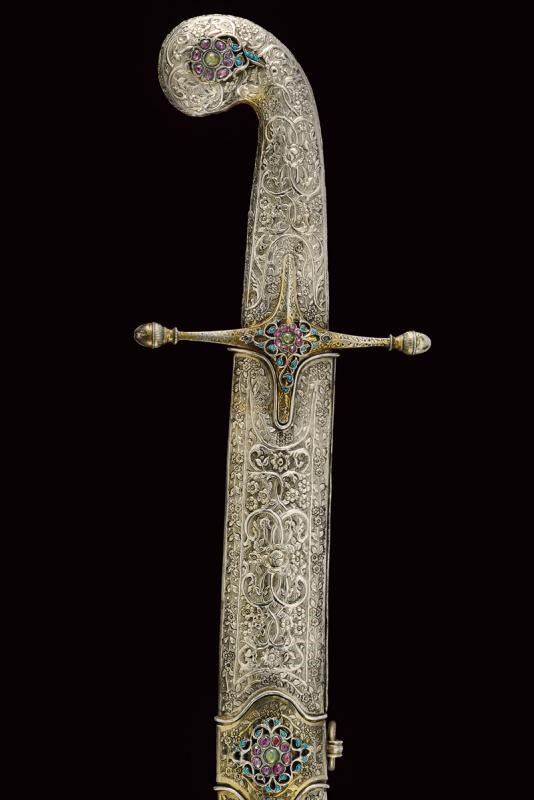 Pala con fornimenti in argento e decorazioni a pietre, tecnica Impero Ottomano, XIX Secolo
