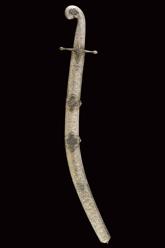Pala con fornimenti in argento e decorazioni a pietre, tecnica Impero Ottomano, XIX Secolo