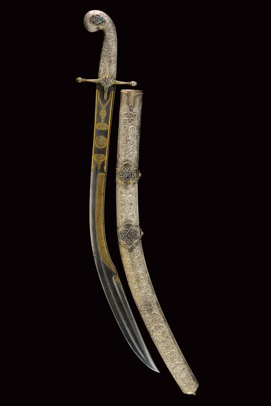 Pala con fornimenti in argento e decorazioni a pietre, tecnica Impero Ottomano, XIX Secolo