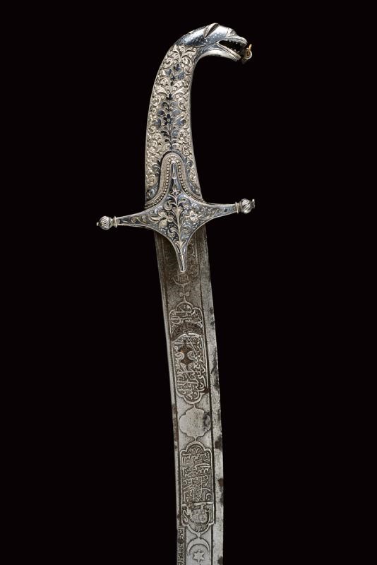 Sciabola persiana, lama in damasco e fornimenti in argento, Daghestan, 1875