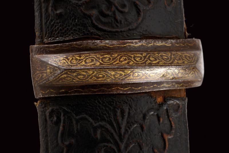 Qama, lama a due fili con iscrizioni persiane e decorazioni in oro e argento