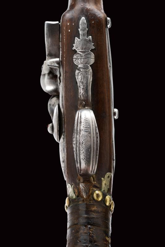 Pistola a pietra focaia con fornimenti in acciaio e argento, Turchia, Prima metà del XIX Secolo