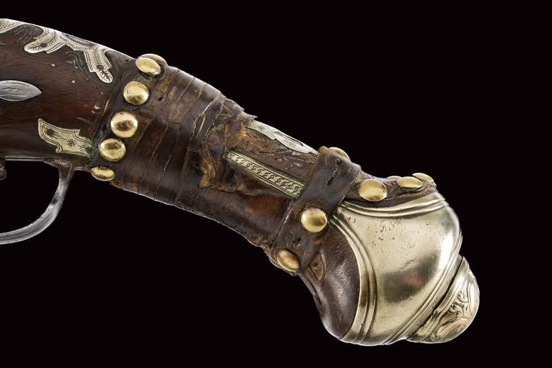 Pistola a pietra focaia con fornimenti in acciaio e argento, Turchia, Prima metà del XIX Secolo