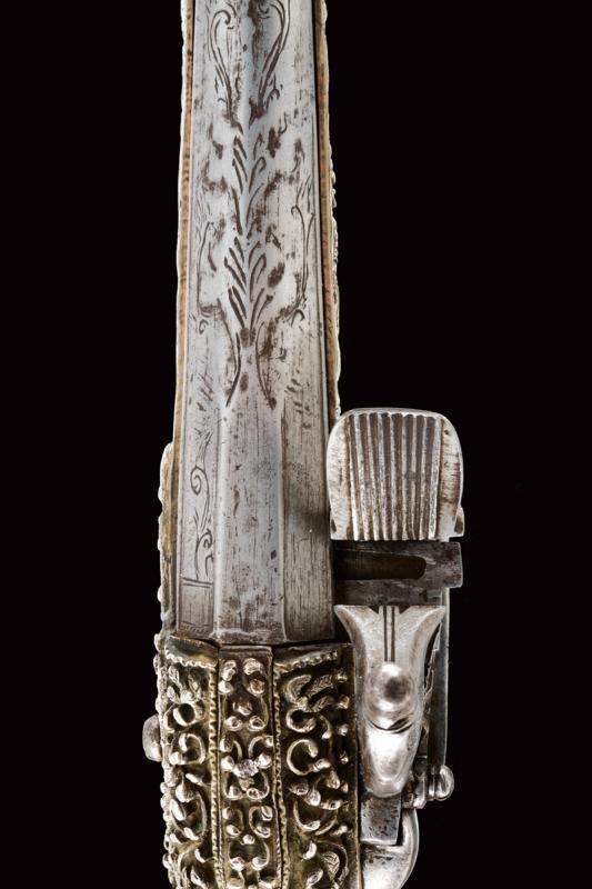 Bella pistola a pietra focaia, Grecia, Inizio del XIX Secolo, lunghezza 50.5 cm, fornimenti in ar...