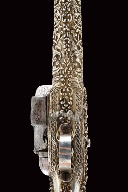 Bella pistola a pietra focaia, Grecia, Inizio del XIX Secolo, lunghezza 50.5 cm, fornimenti in ar...