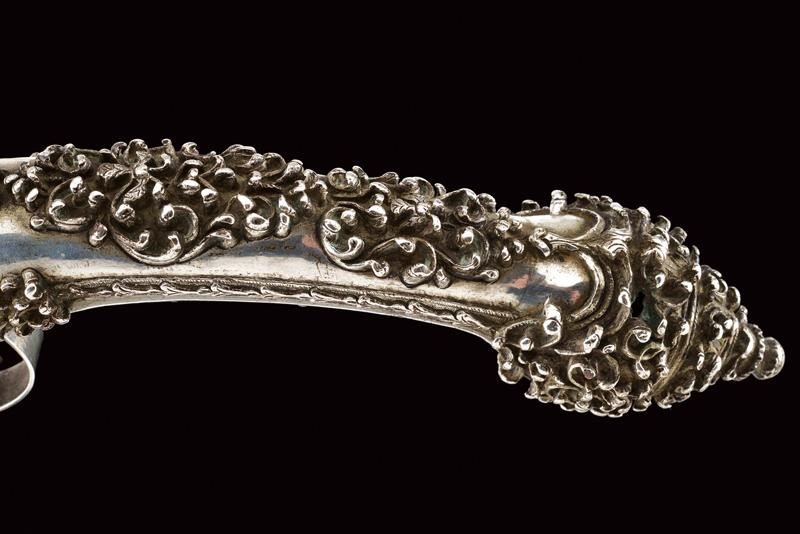 Bella pistola a pietra focaia, Grecia, Inizio del XIX Secolo, lunghezza 50.5 cm, fornimenti in ar...