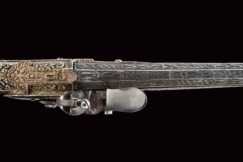 Pistola a pietra focaia in stile Roka, argento, Grecia, fine XVIII secolo