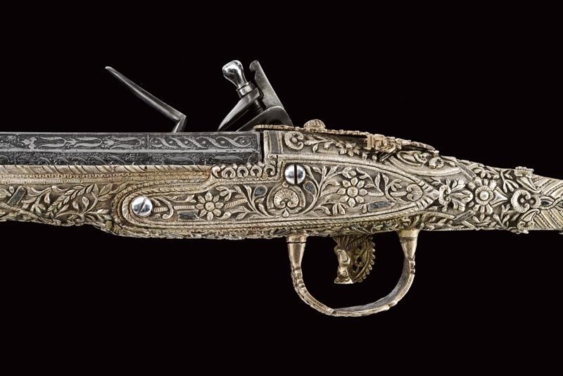 Pistola a pietra focaia in stile Roka, argento, Grecia, fine XVIII secolo