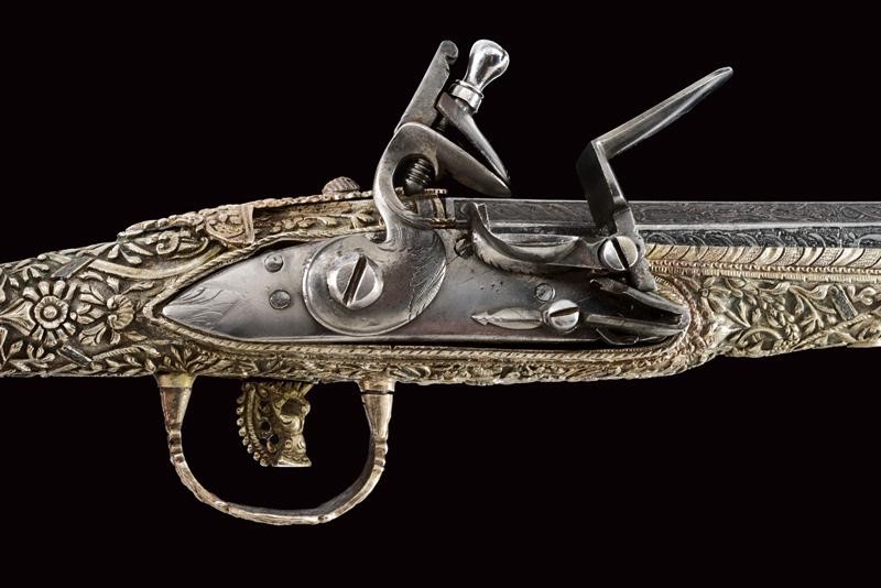 Pistola a pietra focaia in stile Roka, argento, Grecia, fine XVIII secolo