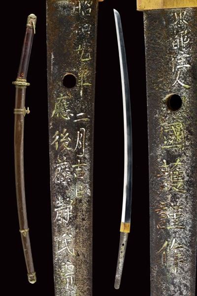 Kunimori kinsaku, Gunto (Katana militare) con lama shinogi zukuri, Giappone, 1940 circa