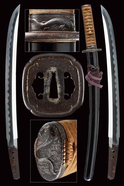 Wakizashi, Lama shobu zukuri in koshirae, Giappone, XVI Sec.