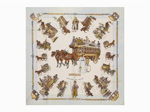 Omnibus et Voitures de Place silk twill scarf