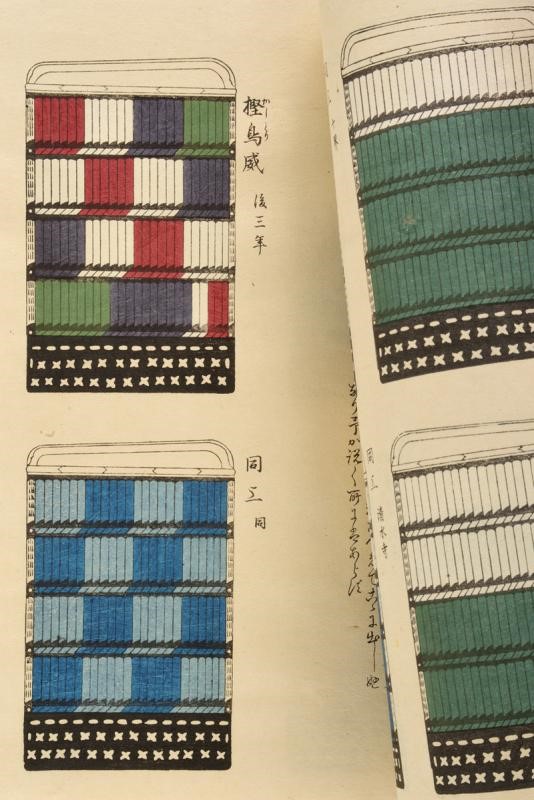 Giappone, Due libri con esempi di colori e fantasie per allacciature di Yoroi, ristampa 1901