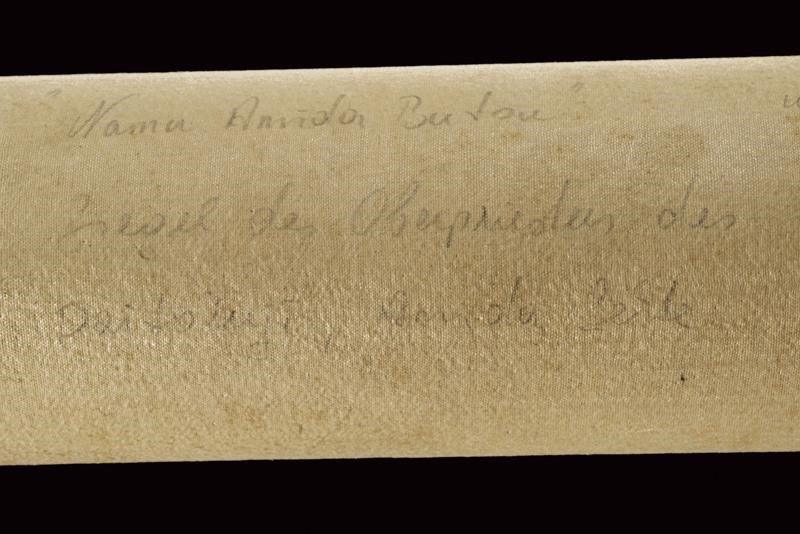 Rotolo calligrafico buddista giapponese, 'Namu Amida Butsu', carta e inchiostro, circa 1900