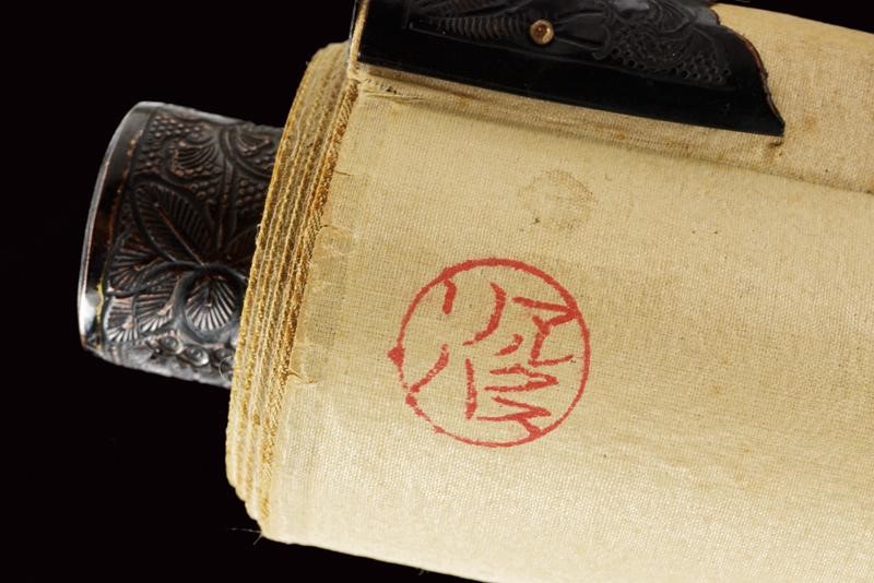 Rotolo calligrafico buddista giapponese, 'Namu Amida Butsu', carta e inchiostro, circa 1900