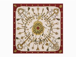 Les Clefs silk twill scarf