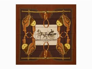 Hermès - Carrick &#224; Pompe silk twill scarf
