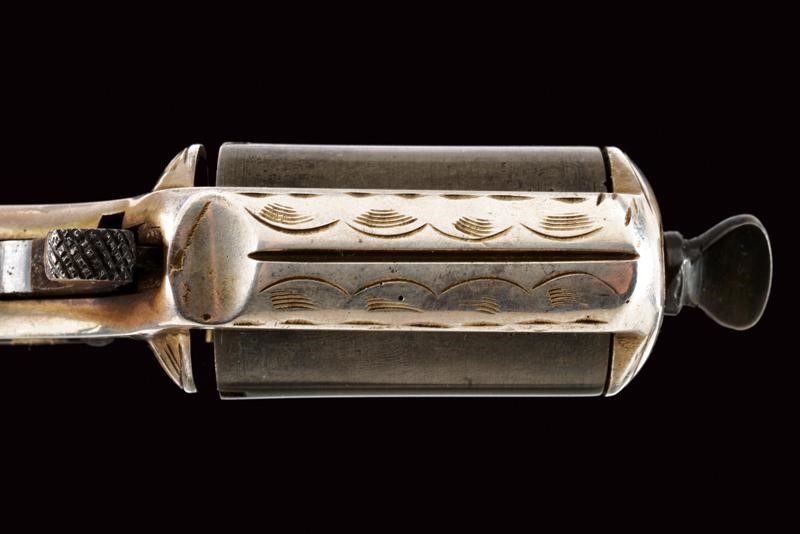 James Reid, Revolver Knuckle-Duster calibro 32 'My Friend', metallo argentato, terzo quarto del X...