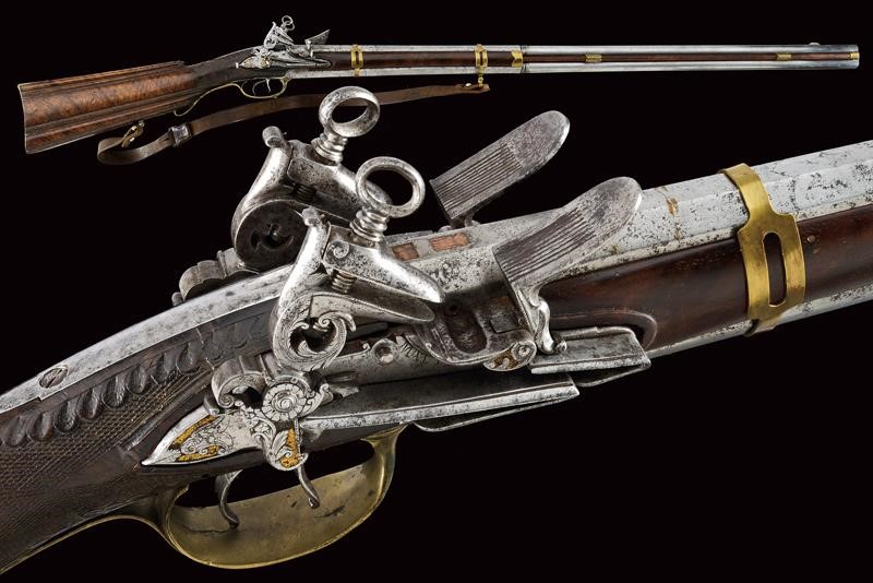 A rare and interesting over and under barreled miquelet lock gun by ...