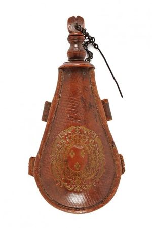  - A rare powder flask with royal coat of arms
