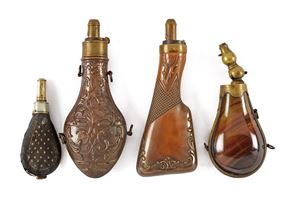  - A lot of four fine powder flasks