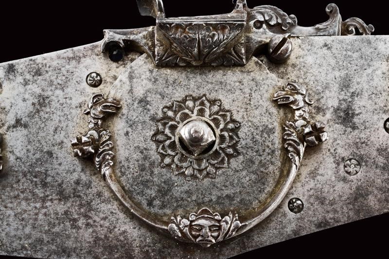 Batteria a ruota con due cani, tecniche di Brescia, primo quarto del XVII secolo