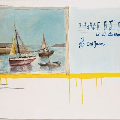 Don Juan, tecnica mista e collage su tela