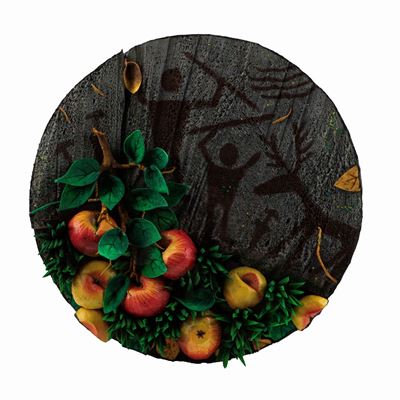 Arte preistorica, poliuretano espanso entro teca di plexiglas