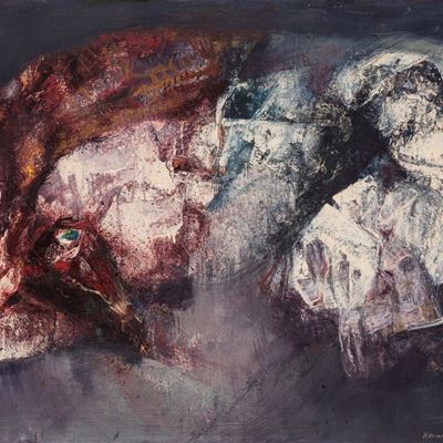 Senza titolo (1962), tecnica mista su carta applicata su tela