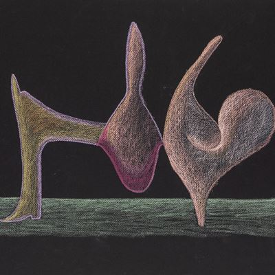 L'homme et le coq, pastelli su cartoncino nero
