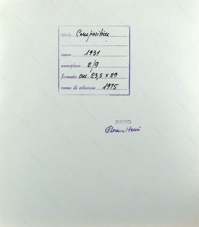 Composition, 1931-1975, Stampa alla gelatina ai sali d'argento