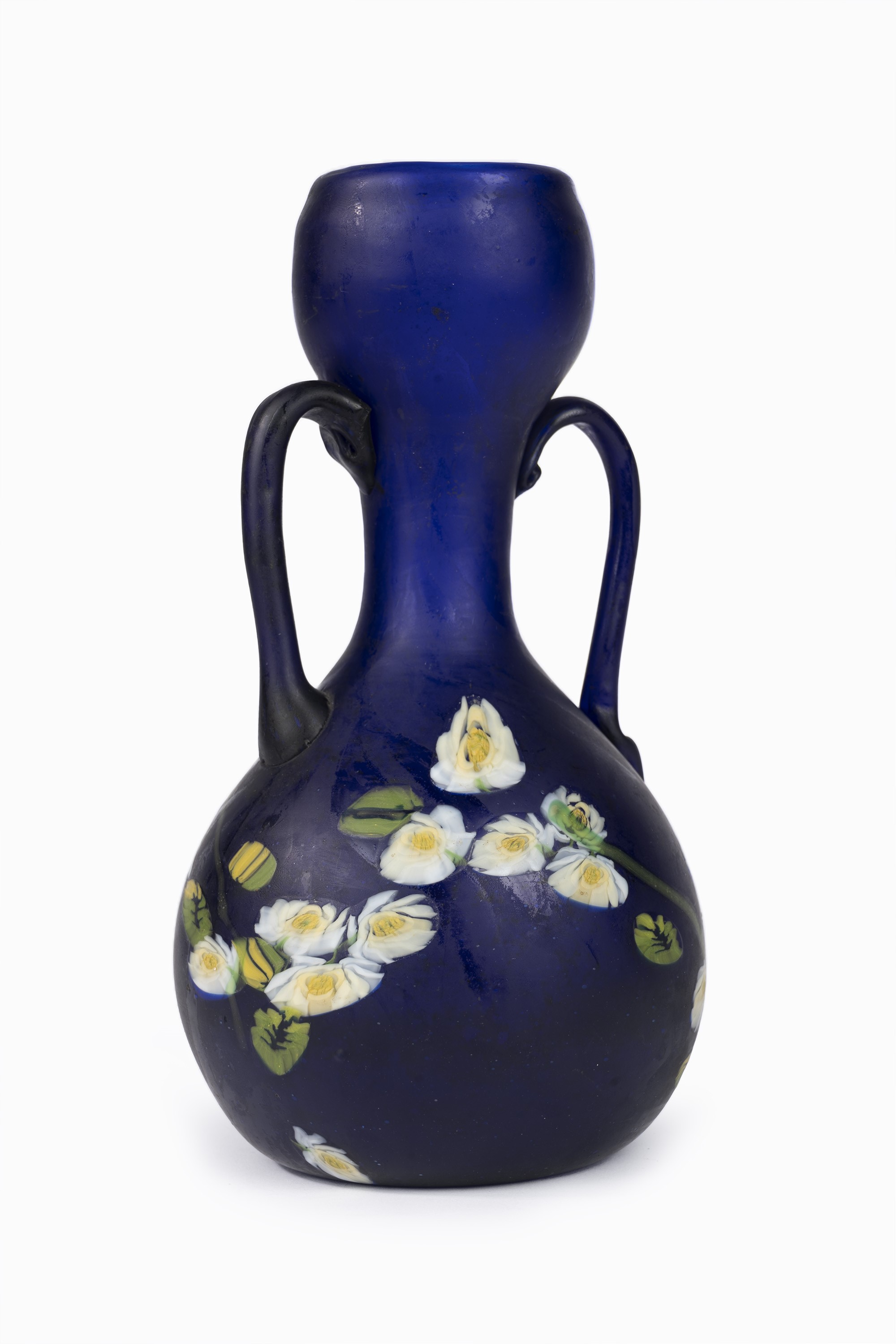 Vaso in Pasta di Vetro Blu con Inclusione di Murrine, Fratelli Toso, Inizi Secolo XX
