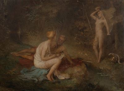 Scena mitologica, olio su tela
