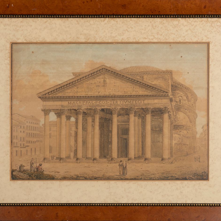 Scuola Romana Fine del XVIII - Inizio del XIX Secolo - Roma, Veduta del Pantheon