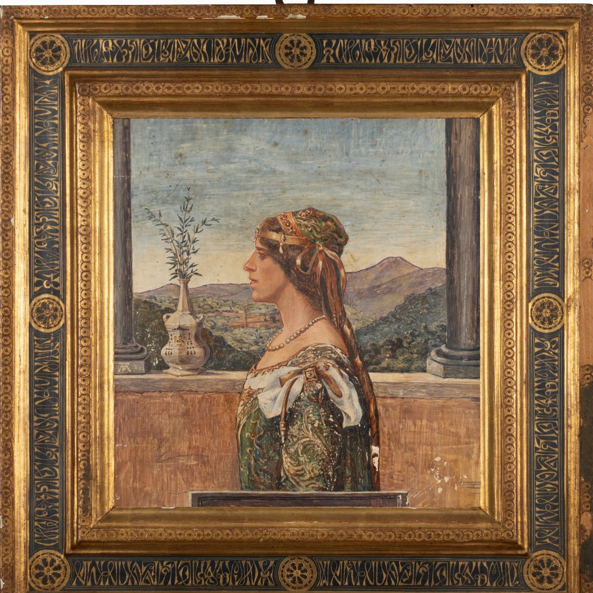Scuola Romana Inizio del XX Secolo (monogramma Ap) - Ritratto di Donna di Profilo