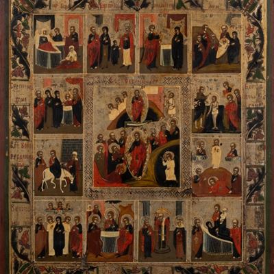 Icona Raffigurante le Dodici Grandi Feste Dell'anno Liturgico Ortodosso, Secoli XIX-XX