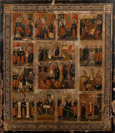 Icona Raffigurante le Dodici Grandi Feste Dell'anno Liturgico Ortodosso, Secoli XIX-XX