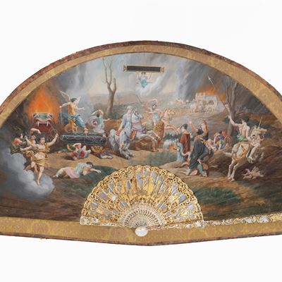 Straordinario Ventaglio Finemente Dipinto Raffigurante Scena Allegorica, Fine Secolo XVIII-inizi ...