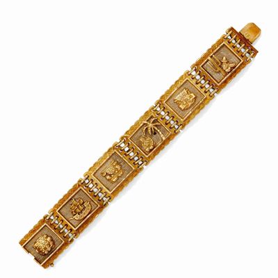 Bracciale Messico, in oro giallo 18k e argento