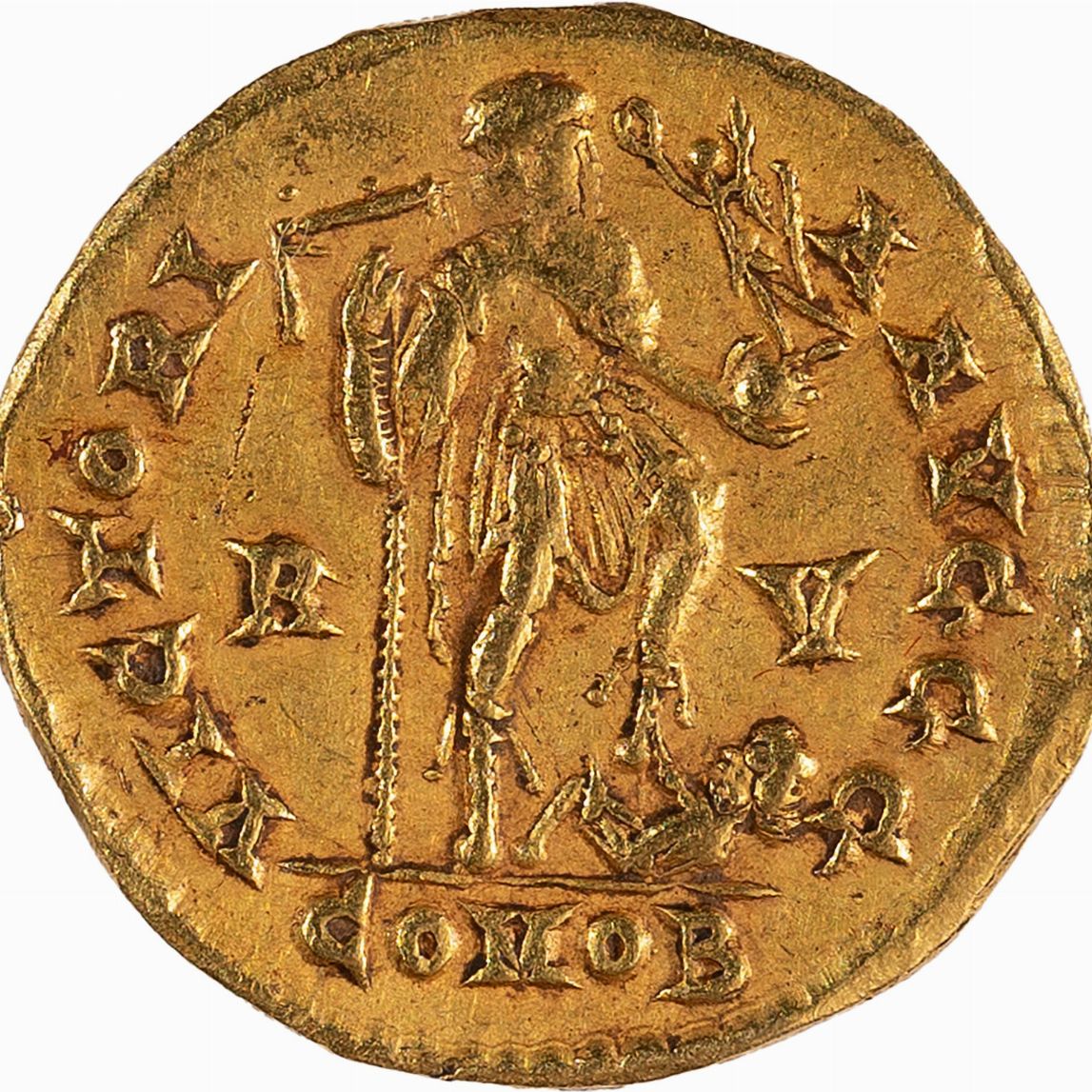 Impero Romano, Onorio, 393-423 D.C. - Impero Romano, Moneta con busto dell'Imperatore Onorio, Rav...