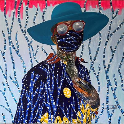 Women with Blue - acrilico su tela